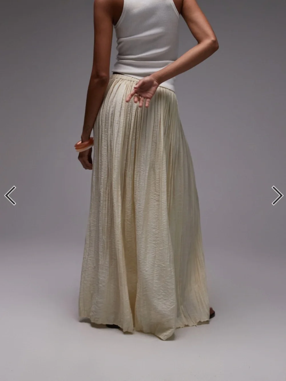 Topshop Natural Shirred Waist Crinkle Maxi Skirt - Size US 6 - Picture 3 of 7